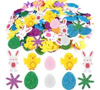 Autocollants Pâques en Mousse,Stickers Pâques en Mousse Paillettes,3D Gommettes Autocollantes Animaux con lapin de paques, oeuf paques, pour Scrapbooking,Artisanat DIY Décoration de Pâques (160 PCS)