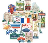 Autocollants Passionnés Et Percutants De Paris (25 Pièces) - Pour Ordinateur Portable, Bouteille D¿Eau, Valise