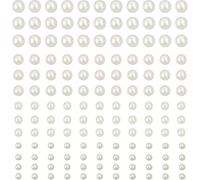 Autocollants Perle Ronde Stickers, 1650 Pièces de Demi-Perles Autocollantes 3/4/5/6mm Blanc pour Manucure, Maquillage, Bricolage, etc