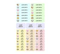Autocollants personnalisés avec votre texte | Étiquettes avec dessins et décoration d'animaux avec texte personnalisé. 40 Stickers en feuilles laminées FUNNY ANIMALS