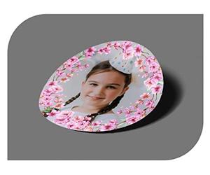 Autocollants personnalisés Mariage avec votre image dans le cadre de fleurs, étiquettes adhésives pour invitation mariage avec votre photo, baptême, fiançailles, communion, anniversaire (modèle 7)