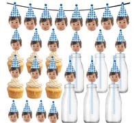 Autocollants personnalisés pour bannière de décoration de réception-cadeau pour bébé et ensemble de plug-in de décoration de gâteau, décoration de fête d'anniversaire pour bébé F-20pcs stickers