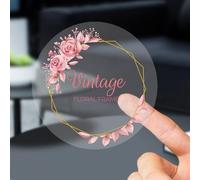 Autocollants personnalisés pour logo et nom d'entreprises, fête d'anniversaire, bougies de bébé, boîtes cadeaux, cadeaux de mariage, étiquettes de remerciement (Transparent -1)
