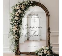 Autocollants Personnalisés Pour Miroir De Mariage, Autocollant De Bienvenue, Autocollant Vinyle Personnalisé Avec Les Noms Des Mariés, Autocollants DIY Pour La Décoration De La Réception(35x57cm)