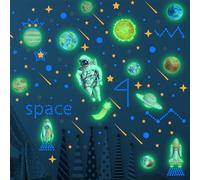 Autocollants Planètes,Fluorescente Lumineuse,Autocollants Lumineux,Phosphorescentes Plafond,Solaire Astronaute Galaxie,Planètes Stickers pour Astronaute Stickers Muraux Décoration