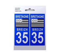 Autocollants plaques d'immatriculation Côtes d’Armor (22), Finistère (29), Ille et Vilaine (35), Morbihan (56) et Loire Atlantique (44) (Ille et Vilaine (35))