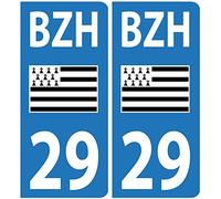 Autocollants Plaques Voiture BZH Drapeau Breton Département 29