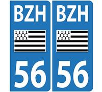 Autocollants Plaques Voiture BZH Drapeau Breton Département 56