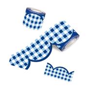 Autocollants pour bordure de journal, bleu marine | Rouleau de papier vichy continu pour notes manuscrites, fabrication de cartes, mises en page photo et emballage de colis
