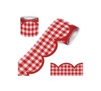 Autocollants pour bordure de journal, rouge | Rouleau de papier vichy continu pour notes manuscrites, fabrication de cartes, mises en page photo et emballage de colis
