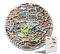 Autocollants pour bouteille d'eau de poisson - Modèles de pêche assortis, étiquettes imperméables, collection d'autocollants décoratifs | Idéal pour les bouteilles, ordinateurs portables, tél