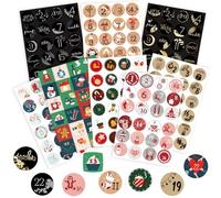 Autocollants pour Calendrier de l'Avent, 8 x 24 Stickers Chiffre Calendrier de l'avent pour Cadeau Bricolage et Decoration Noel (Chiffres 1-24)