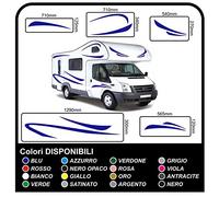 Autocollants pour camping autocollants graphiques Stickers Set Camper Van Caravan Motorhome roulotte Kit complet -Graphique 17 (BLEU)