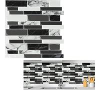 Autocollants pour carrelage 30x30cm PVC film pour carrelage 10 pcs-1 jeu film déco autocollant carreaux adhésifs découpés décor carrelage(Type A - Marbre noir) CEEDIR
