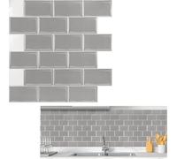 Autocollants pour carrelage 30x30cm PVC film pour carrelage 10 pcs-1 jeu film déco autocollant carreaux adhésifs découpés décor carrelage(type F - gris) CEEDIR