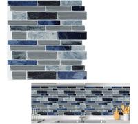 Autocollants pour carrelage 30x30cm PVC film pour carrelage 10 pièces-1 jeu de film décoratif autocollant carreaux adhésifs découpés décor carrelage(type B - marbre bleu) CEEDIR
