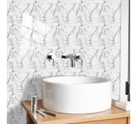 Autocollants pour carrelage gris et blanc, autocollants pour carrelage, autocollants pour sol de salle de bain, cuisine, adhésif mural, durable, imperméable, résistant à l'huile, pour escaliers, amovi