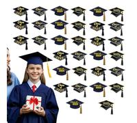 Autocollants pour chapeau de remise de diplôme - Étiquettes de classe 2025, cachets d'enveloppe noirs | Autocollants autocollants durables avec dos facile à décoller pour l'obtention d'un diplôme
