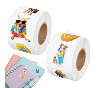 Autocollants pour chiens pour - 500 pièces 2 rouleaux imperméables motifs été - pour Carnets Ordinateurs Portables Trousse Étuis Tablettes Gourdes Fêtes Créations Enveloppes - pour Cahiers Scolaires O