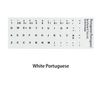 Autocollants pour clavier avec lettres de l'alphabet,russe,français,anglais,arabe,espagnol,portugais,hébreu,pour ordinateur portable et PC de bureau - Type White Portugal