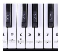 Autocollants pour clavier de piano - 37/49/54/61/88 touches - Étiquettes autocollantes blanches et noires - Transparents et amovibles pour des leçons de piano faciles (noir)