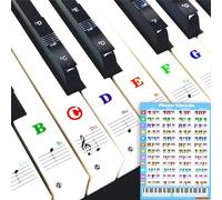 Autocollants pour clavier de piano avec tableau d'accords de piano, pour 88/61/54/49 touches, étiquettes de lettres de notes pour débutants et jeunes enfants, guide de notes de piano, autocollants