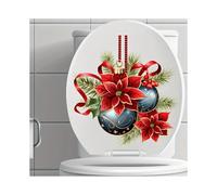 Autocollants pour couvercle de toilette Poinsettia et Noël - Décoration de salle de bain imperméable et auto-adhésive