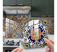 Autocollants pour cuisine et salle de bain Autocollants de style marocain Panneaux muraux imperméables et résistants à l'huile rétro bohèmes Motifs DIY Nouveaux stickers muraux