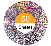 Autocollants pour enfants 3D gonflé Stickers pour Scrapbooking pour tout-petits, cadeau d'anniversaire, garçon, 50 feuilles, 1200+ récompenses pour enseignants, en vrac, animaux compris