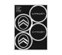 Autocollants pour enjoliveurs de roue pour Citroën New Official 4 Logos 48 mm, Noir