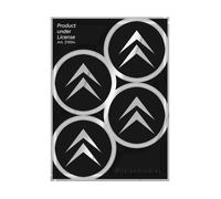Autocollants pour enjoliveurs de roue pour Citroën Old Official 4 Logos 48 mm, noir