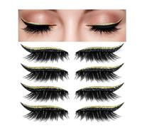 Autocollants pour eye-liner, autocollants pour eye-liner pailletés, 8 paires d'autocollants pour cils, autocollants réutilisables pour paupières et cils (Couleur or)