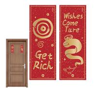 Autocollants pour fenêtre, couplets de l'année du serpent 2025 - Autocollant de porte en papier de dessin animé | Décor amusant de fêtes du Festival de printemps, bannière de porte de fêtes pour porte