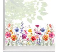 Autocollants pour fenêtre de jardin de fleurs sauvages d'été, autocollants statiques double face pour miroir, portes en verre, salle de bain