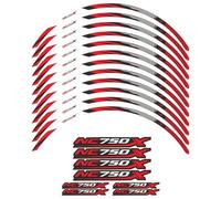 Autocollants pour Jantes De Moto 17 Pouces pour NC750X NC750 NC 750 X 750X 2014-2023. Kit Complet De Bandes De Jantes. Lot Complet d'autocollants de Jante(Rouge)