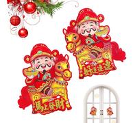 Autocollants pour le Nouvel An, stickers design Wealth God, autocollants de porte solennels, bénédictions porte-bonheur pour la fête du printemps, la décoration familiale et la maison, qui apportent