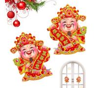 Autocollants pour le Nouvel An, stickers design Wealth God, autocollants de porte solennels, bénédictions porte-bonheur pour la fête du printemps, la décoration familiale et la maison, qui apportent