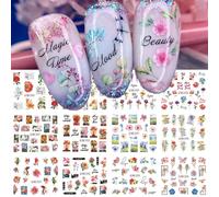 Autocollants Pour Les Ongles",Motifs Fleurs De Lys,Blanc,Vert,Cuir Chevelu,Ligne G¿¿Om¿¿Trique,Printemps,Transfert ¿¿ L'eau,D¿¿Calcomanies,"12 Mod¿¿Les - Type [Bn2989]-3000