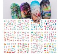 Autocollants Pour Les Ongles",Motifs Palmiers,¿¿T¿¿,Oc¿¿An,Plage,Cr¿¿Puscule,Fruits,Vacances,Nail Art,Transfert ¿¿ L'eau,Pour D¿¿Coration De Manucure,"12 Pi¿¿Ces - Type [Bn1813]-1824
