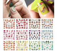 Autocollants Pour Les Ongles",Motifs Palmiers,¿¿T¿¿,Oc¿¿An,Plage,Cr¿¿Puscule,Fruits,Vacances,Nail Art,Transfert ¿¿ L'eau,Pour D¿¿Coration De Manucure,"12 Pi¿¿Ces - Type [Bn1789]-1800
