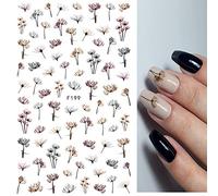 Autocollants Pour Nail Art Autocollants D'Art D'Ongle Rose Violet Jaune Fleurs Aquarelle Fleurs Dos Colle Autocollants Pour Ongles,F199