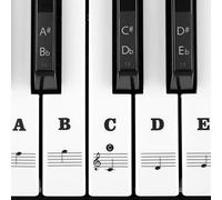 Autocollants pour notes de pian,Autocollants pour clavier de Piano debutant pour 54/61/76/88 touches. Notes autocollants pour piano pour touches blanches et noires. Transparent et amovible(Noir)