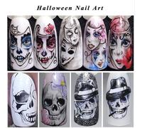 Autocollants Pour Ongles, 25 Pièces, Ensemble Halloween, Os De Crâne, Bricolage, Décalcomanies À L'eau Pour Nail Art, Enveloppes De Manucure, Feuilles, Décor De Fête, Diy Bricolage
