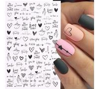 Autocollants Pour Ongles Avec Lettres Noires Et Blanches",Art Abstrait,Grolabel,3d,Design,Curseurs,Graffiti,Ligne,D¿¿Calcomanies,Feuille,"Accessoires De Manucure - Type F636