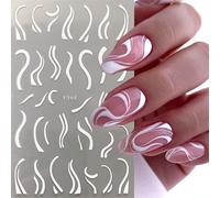 Autocollants Pour Ongles Avec Lettres Noires Et Blanches",Art Abstrait,Grolabel,3d,Design,Curseurs,Graffiti,Ligne,D¿¿Calcomanies,Feuille,"Accessoires De Manucure - Type F964 White