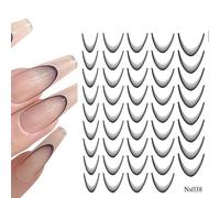 Autocollants Pour Ongles Français - Autocollants French Liine Nails Art | Autocollants Pour Ongles Décorations De Salon De Manucure | Autocollants De Manucure Pour Ongles | Feuille D’ongles Pour Femme