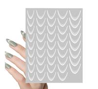 Autocollants pour ongles français - Designs d'ongles en forme de lune - 3D Manucure française Designs autocollants pour femmes