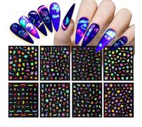 Autocollants Pour Ongles Lumineux 3d, Citrouille, Démon, Lune, Fantôme, Décoration, Nail Art, Paillettes, Manucure, Diy Bricolage, Outil De Conception, Halloween Seri