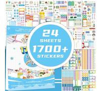 Autocollants pour Planificateur - 24 Feuilles 1700+ Autocollants Devoirs & Emploi du Temps pour Agenda, Journal, DIY Scrapbooking - Organisation Scolaire, Planification des Études