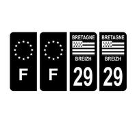 Autocollants pour plaques immatriculation - Auto - Lot de 4 - Noir - Dimensions 10x4,5 cm - Fabriqué en France